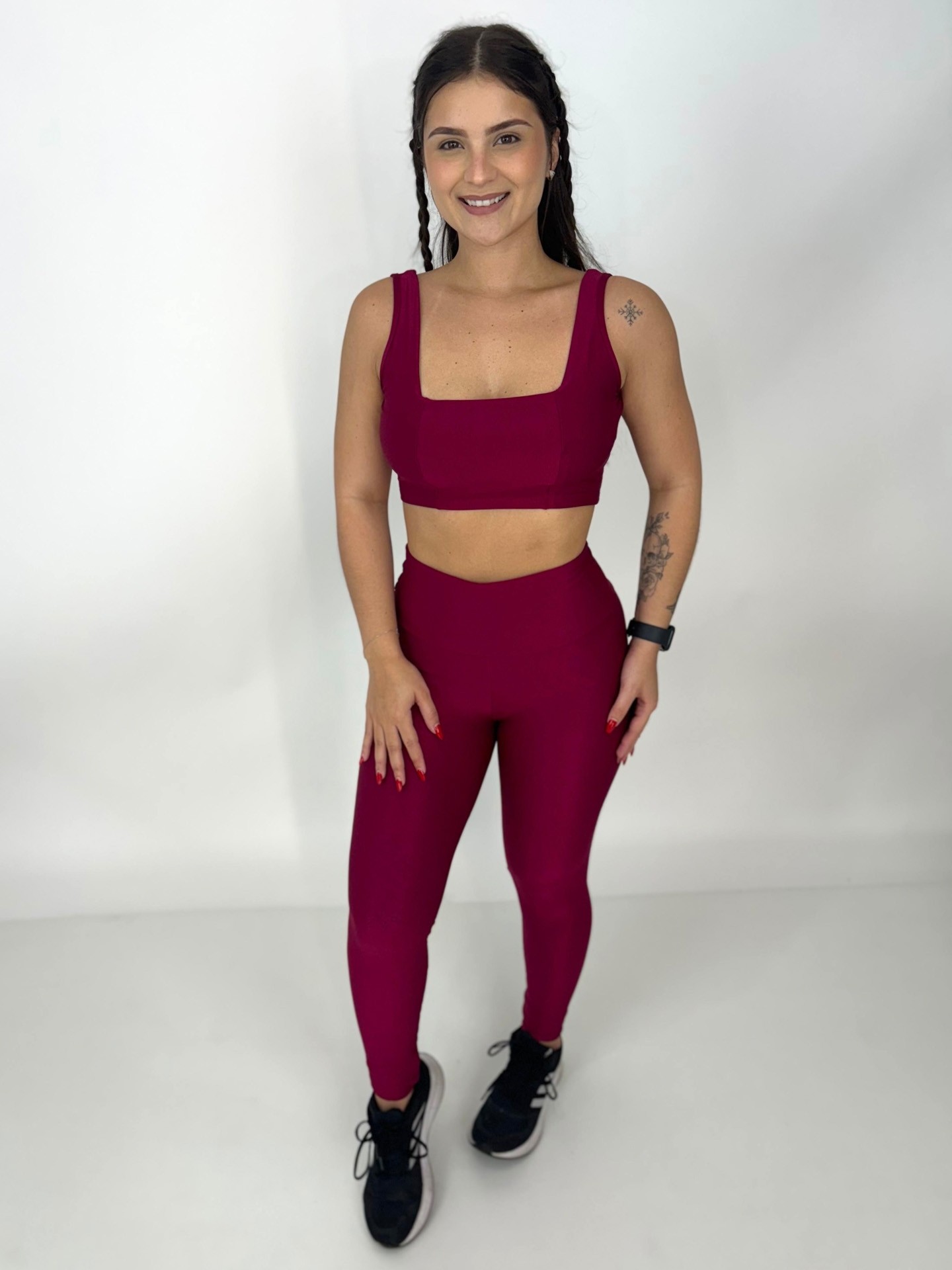 Legging Básica Compressão + Top Sofia Framboesa