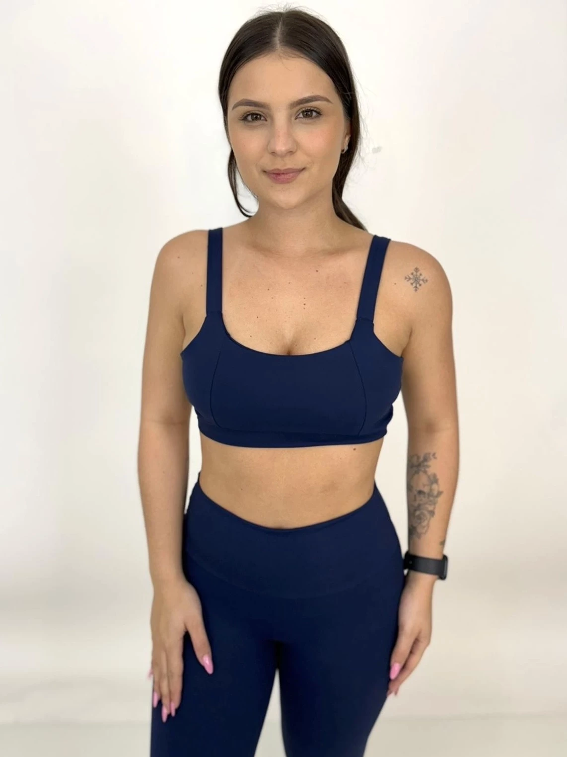 Legging Básica + Top Mirela Azul Marinho Suplex